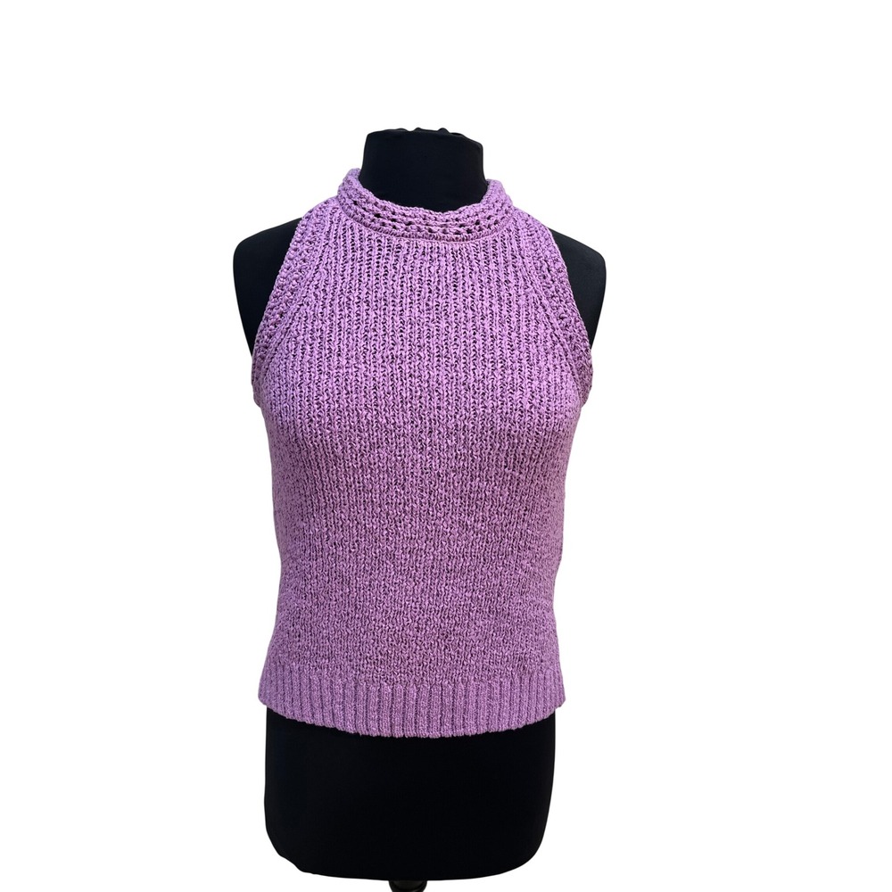 J.Crew Womens Purple Knit Halter Neck Sleeveless Sweater Tank Top Size S